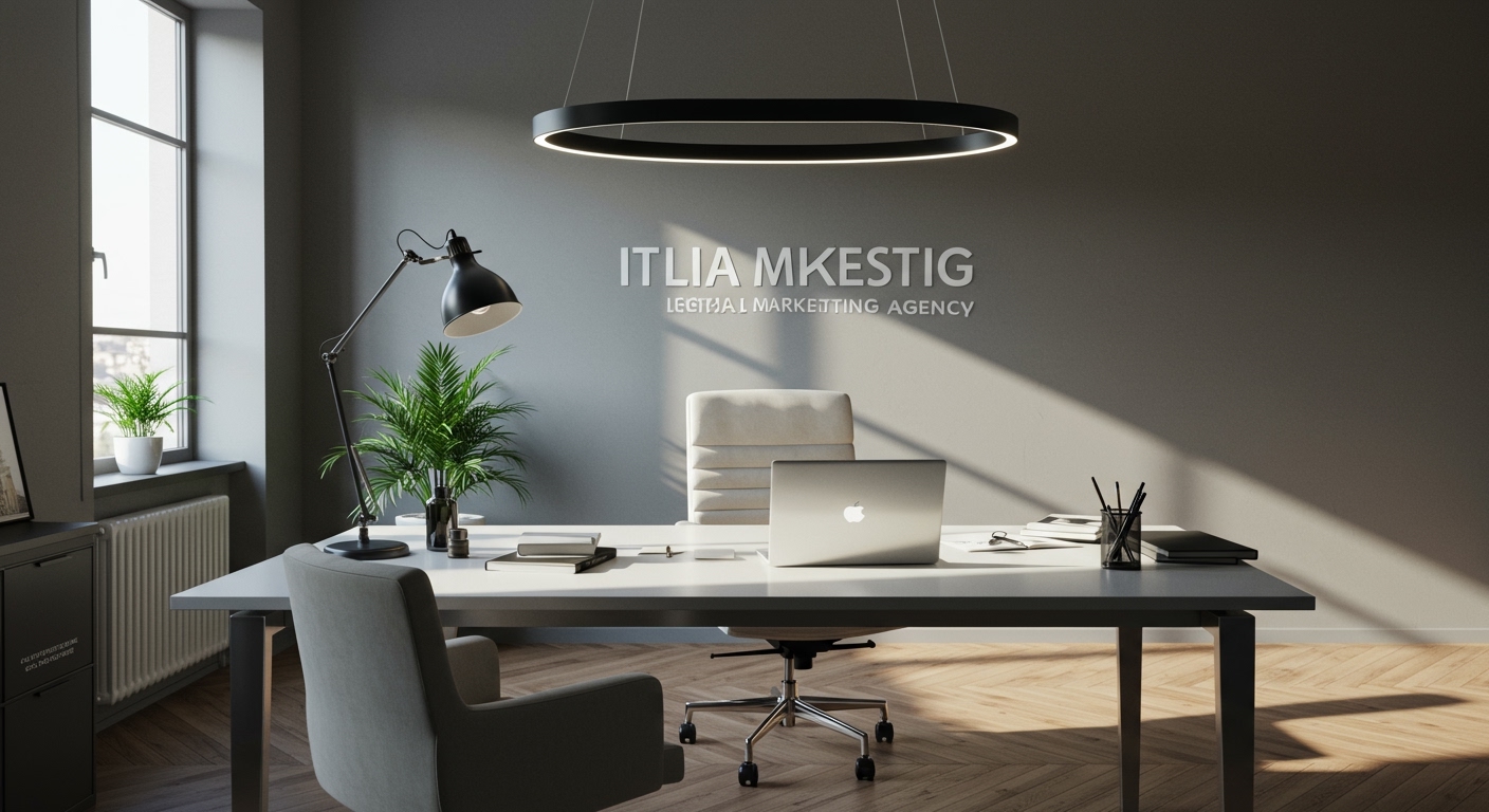 Professional Italian business workspace, modern office, laptop on clean desk, na